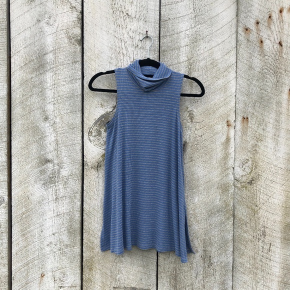 Anthropologie Tops - Anthropologie | Puella blue turtle neck tank top
